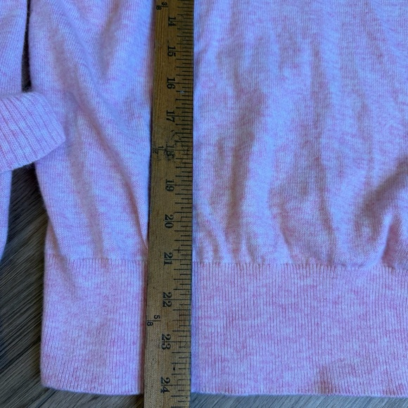 J. Crew Wool Bubblegum Pink Ruffle Sleeve Sweater Crew Neck Size Medium - Picture 5 of 7